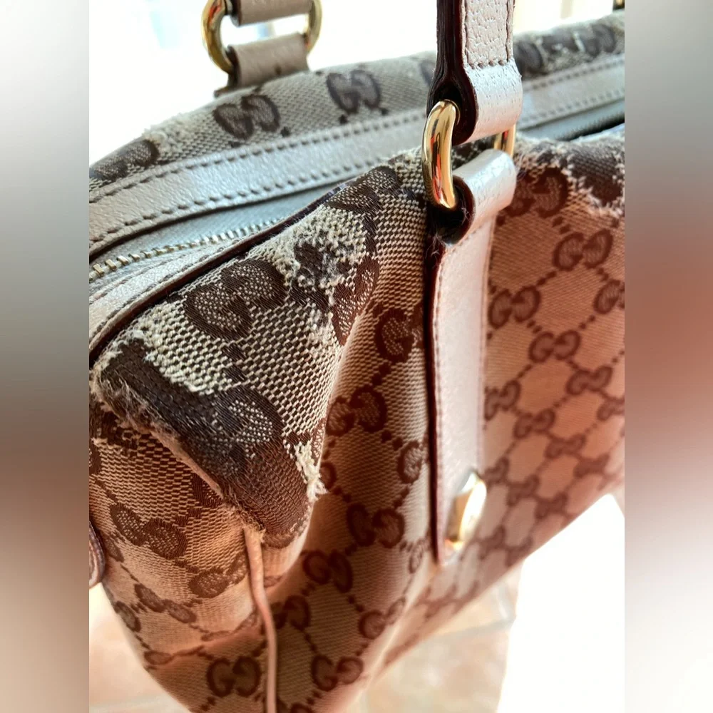 Gucci GG Charmy Boston Bag with dust bag Monogram Canvas leather trim Handbag - Picture 13 of 17